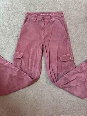 American Eagle Outfitters Corduroy Straight Leg Cargo Pants - Dusty Rose